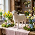 Sheep decorative figure table decoration Easter white flocked 30×28cm | Floristik24.co.uk