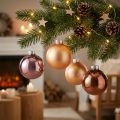 Christmas tree balls made of glass pink apricot Ø6cm 24 pcs | Floristik24.co.uk