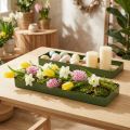 Decorative Metal and Wood Tray Green 35.5×11×3cm Set of 2 | Floristik24.co.uk