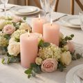 Pink pillar candles 70x120mm - Set of 4 Light pink decorative candles for romance &amp; coziness, wedding decoration | Floristik24.co.uk