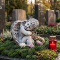 Sitting angel decorative figure grave decoration grey polyresin H18cm | Floristik24.co.uk