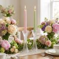 Candle holder glass clear stick candle holder grooves H20cm 2pcs | Floristik24.co.uk