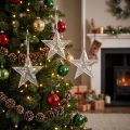 Clear Plastic Hanging Star Decoration, 15cm, Set of 6 | Floristik24.co.uk