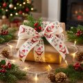 Christmas ribbon with Santa cotton ribbon cream 40mm 15m | Floristik24.co.uk