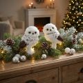Snowy Owl Decorative Figurines White Brown Pair 12cm | Floristik24.co.uk
