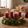Solid-colored Burgundy Rustic Safe Advent Candles 110×60mm Set of 4 Self-extinguishing | Floristik24.co.uk