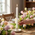 Rustic candles white with cone base 350/28mm 4 pcs | Floristik24.co.uk