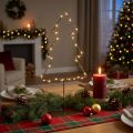 LED Christmas Tree Table Decoration, Battery Operated, Black Metal, 47cm, Indoor Use | Floristik24.co.uk