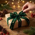 Gift ribbon, Christmas ribbon, velvet ribbon Green Merry Christmas 25mm 20m | Floristik24.co.uk