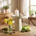 Metal Decorative Tray with Stand for Candles and Figures, 20cm, Beige-Grey | Floristik24.co.uk