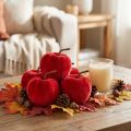 Velvet Fabric Red Decorative Apples 5cm x 6cm Set of 12 for Autumn Decoration | Floristik24.co.uk