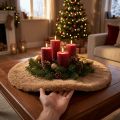 Faux fur decorative fur round table runner fur carpet brown Ø38cm | Floristik24.co.uk