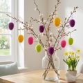 Easter Eggs for Hanging Flocked 4 Colors 9.5 cm 8 Pcs | Floristik24.co.uk