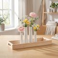 Decorative Tray Wood Mini Vases Ceramic White Gold 35x14cm | Floristik24.co.uk