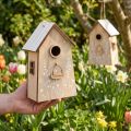 Decoration for hanging birdhouse white natural 14.5cm 2 pcs | Floristik24.co.uk