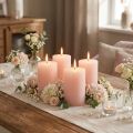 Romantic solid-colored pink pillar candles, light pink, 70×80mm, set of 4 - Decorative candles for a cozy atmosphere | Floristik24.co.uk