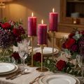 Solid colored taper candles, Berry color, 22 x 240 mm, 12 pieces | Floristik24.co.uk