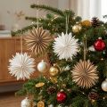 Paper Stars White Brown 16cm Christmas Decoration Set of 6 | Floristik24.co.uk