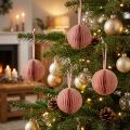 Honeycomb Christmas Balls, Apricot Pink, 7cm, 4 Pieces, Decoration | Floristik24.co.uk