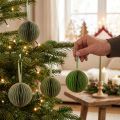 Christmas baubles, paper honeycomb balls, green and gold, 7cm, 4 pieces, decoration | Floristik24.co.uk