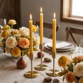 Solid colored taper candles, honey color, 22×240mm, 12 pieces | Floristik24.co.uk
