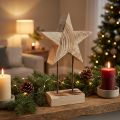 Star made of wood Paulownia Christmas star on base H48cm | Floristik24.co.uk