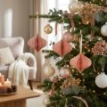 Paper Christmas ornaments, vintage pink apricot, Ø8cm, set of 4 | Floristik24.co.uk