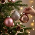 Christmas balls pink grey glass balls Ø7.5cm 14 pcs | Floristik24.co.uk
