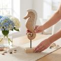 Seahorse decoration with pearls, maritime table decoration, wood, 28 cm | Floristik24.co.uk