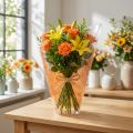 Flower bag jute pattern orange L40cm W12-30 50 pcs | Floristik24.co.uk