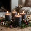 Solid-color pillar candles, anthracite, decorative candles, 70×80mm, set of 4 | Floristik24.co.uk