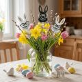 Flower plug bunny with glasses wood glitter 4×7.5cm 12pcs | Floristik24.co.uk