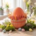 Easter egg decoration egg orange apricot plastic flocked 20cm | Floristik24.co.uk