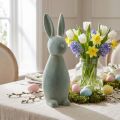 Decorative Easter Bunny, Flocked, Grey-Green, H47cm | Floristik24.co.uk