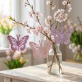 Deco butterflies deco hanger purple/pink/pink 12cm 12pcs | Floristik24.co.uk