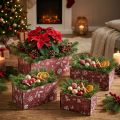 Vintage Christmas flower box, wooden planter, red, 24-40cm, set of 4 | Floristik24.co.uk