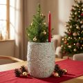 Planter ceramic green white gray pine branches Ø12cm H17.5cm | Floristik24.co.uk