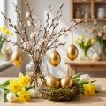 Chicken Eggs Golden Blown Out Eggs Easter Decoration 10 Pcs | Floristik24.co.uk