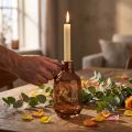 Candlestick glass rod candle brown glass decoration H22cm | Floristik24.co.uk