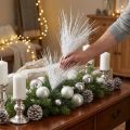 Artificial Pine Branch Decorative Branch White Glitter L80cm | Floristik24.co.uk