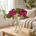 Artificial Hydrangea Pink Branch Flower Leaves 43cm 2pcs | Floristik24.co.uk
