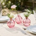 Glass vases bulbous pink retro mini vases Ø7.5cm H9cm 6 pcs | Floristik24.co.uk