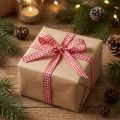 Gift ribbon with selvedge 8mm 20m red checkered | Floristik24.co.uk