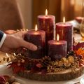 Burgundy colored pillar candles, 70x80mm, 4-pack, for elegant decoration and long burning time | Floristik24.co.uk