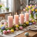 Pillar candles, solid colored light pink, 50x100mm, set of 4, Easter candles, table decoration | Floristik24.co.uk