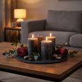 Solid Color Anthracite Pillar Candles 70×120mm 4-Piece Set - Elegant Wax Candles for Decoration and Ambiance | Floristik24.co.uk