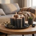 Solid coloured candles anthracite pillar candles 60×80mm 4pcs | Floristik24.co.uk