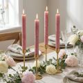 Taper Candles Solid Colored Old Pink 34mm x 300mm 4 Pcs | Floristik24.co.uk