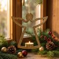 Decorative angel, tealight holder to hang, metal decoration golden H20cm | Floristik24.co.uk