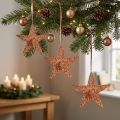 Decorative star to hang, Advent decoration, metal pendants copper-colored 12 × 13cm 3pcs | Floristik24.co.uk
